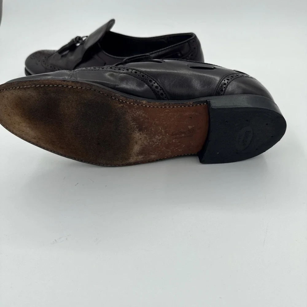 Dexter Mens 10.5 Burgundy Leather‎ Tassel Loafer Shoes Wingtip Brogue Design